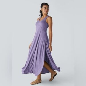 Halara U Neck Backless Split Flowy Maxi Casual Tank Dress